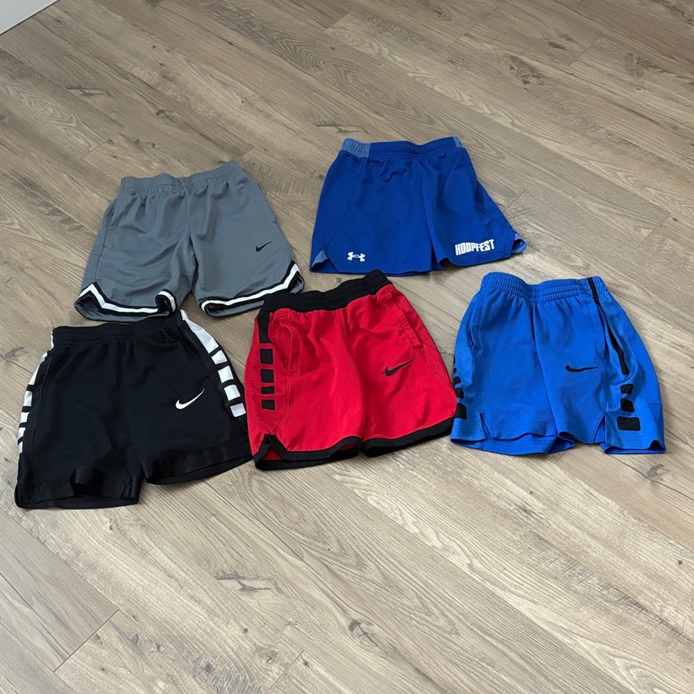 Nike Boys Athletic Shorts - Black, Red, Blue, Gray. UA Hoopfest shorts